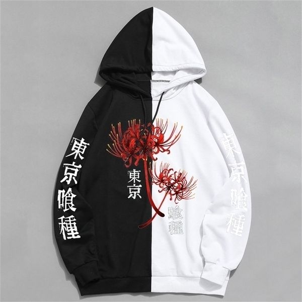 

men's hoodies sweatshirts tokyo ghoul spider lily hoodie anime kanekiken pullover long sleeve loose women men sweatshirt harajuku overs, Black