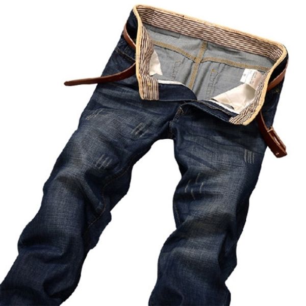 

mens jeans casual men business straight stretch denim pants trousers slim fit classic cowboys young man 220929, Blue