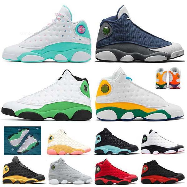 

13 13s mens basketball shoes aurora green flint bred playground men sport shoes sneaker trainers size 5.5-13
