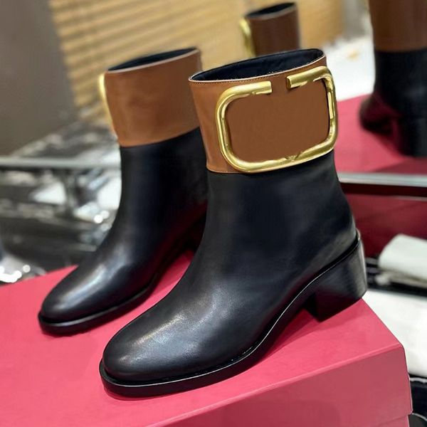 

boots ankle women designers rois martin boots letter genuine leather metal decoration fashionboots comfortable flat sole color contrast fact, Black