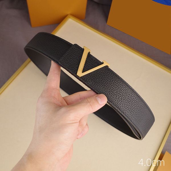 

women luxury belts men designer waistband litchi grain v letter partern waistbands copper smooth buckle belt genuine leather 4cm width hot, Black;brown