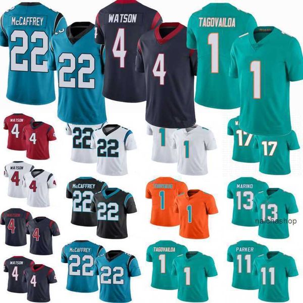 

jersey 22 christian mccaffrey jersey men kids 4 deshaun watson 13 dan marino 11 devante parker 17 jaylen waddle 1 ''nfl'&#039, Black;red