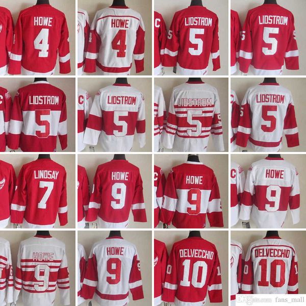 

movie ccm vintage ice hockey 5 nicklas lidstrom jerseys stitched 9 gordie howe 4 gordie howe 7 ted lindsay 10 alex delvecchio jersey red whi, Black;red