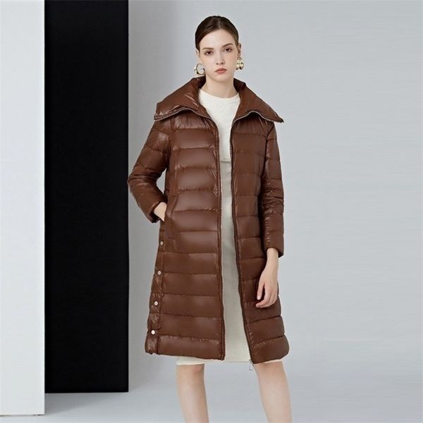 

womens down parkas autumnwinter down jacket women full sleeve clothes elegant fashion design long outwear casual zipper thick warm coat 2209, Black