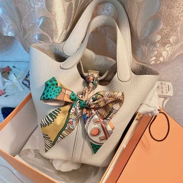 

leather designer bags picotins basket lock handbag hemees lock large capacity vintage vegetable basket litchi pattern layer cowhide bucket g