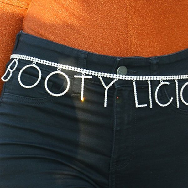 

belly chains fashion jewelry simple british style body feminine single zircon letter pendant waist 220930, Silver