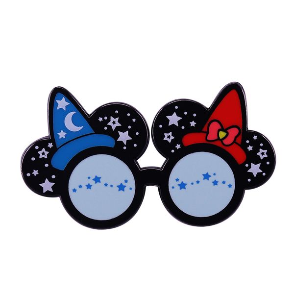 

cartoon magic wizard hat glasses brooch backpack collar lapel pins hat jewelry, Blue