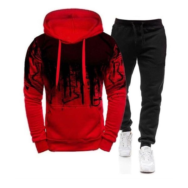 

mens set hoodie sets men tracksuit sportswear hoodiessweatpant 2 pieces autumn winter male warm clothing pullover sweatshirts 220811, Gray