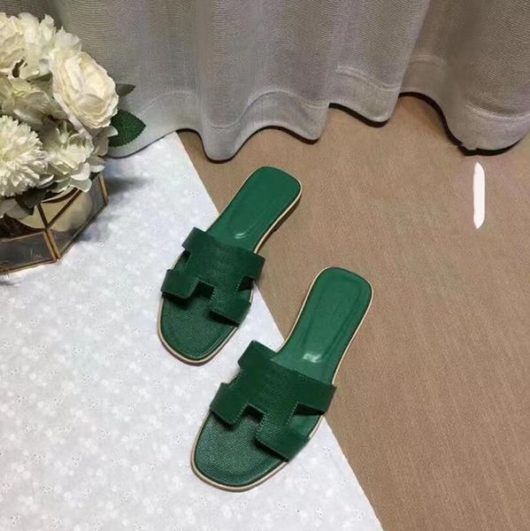 

sandal famous designer woman designer slippers lichee pattern flat womens slipper flip flops luxury h letter women summer outdoor beach sand, Black