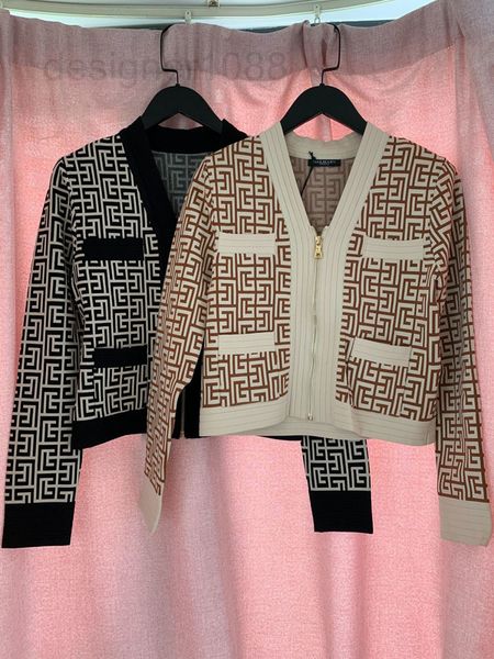 

women's sweaters designer 2022 balman knitted slim fitting v-neck sweater luxury sweater ice zipper cardigan ad95, White;black