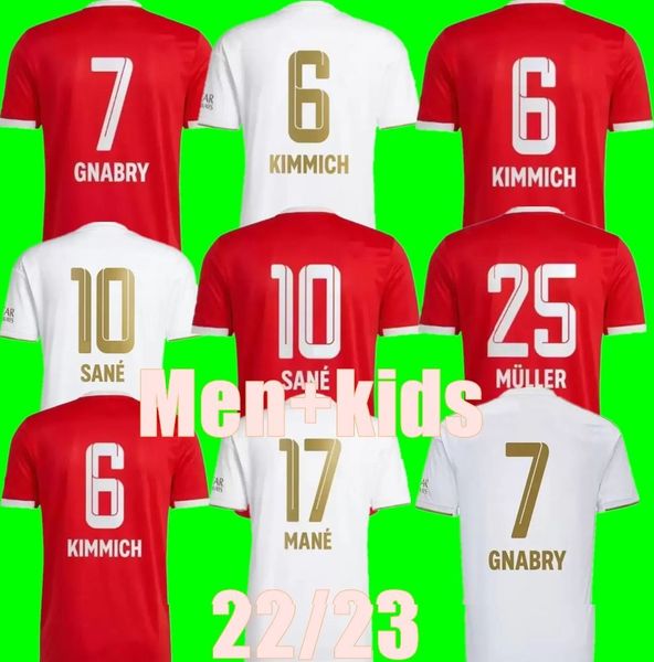 

new 2022 2023 men kids kit soccer jerseys 22 23 ribery mane hummels vidal lewandowski munich bayern muller sane home away 3rd child football, Black;yellow
