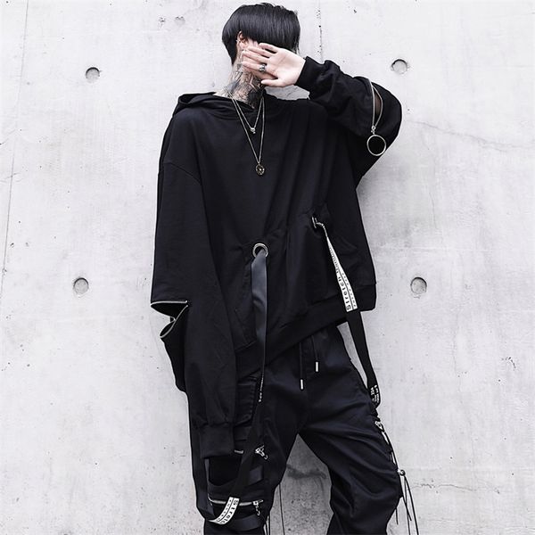 

houzhou black men's hoodies goth sweatshirt hood autumn techwear gothic darkwear hoodie sweatshirts streetwear hip hop harajuku 220811
