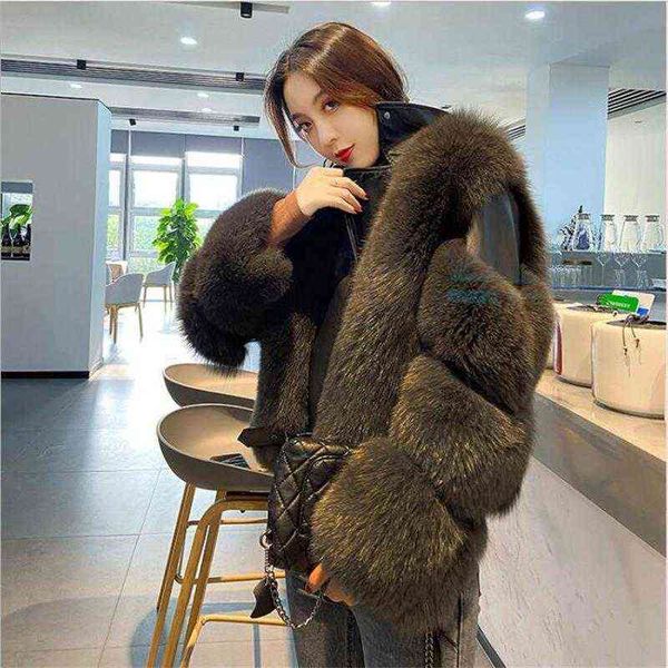 

2021 women's winter jacket fur coats zipper outerwear patchwork warm thick female luxury coat t220810, Black