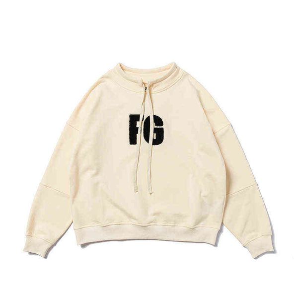 

2022 autumn and winter new fashion season 6 main line fg loose stand collar drawstring sweater fog high street, Black