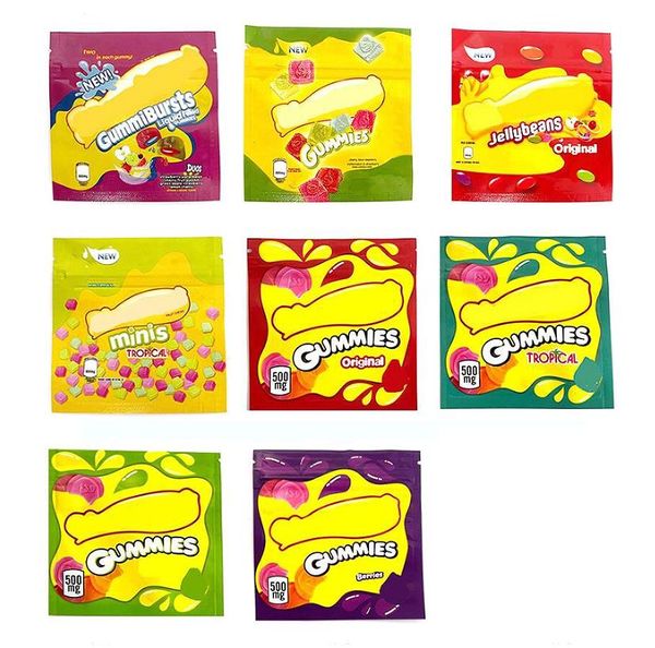 

in stock 500mg empty cannaburst gummies tropical candy packaging bag aluminum foil zipper gummy sour original berry tropcial