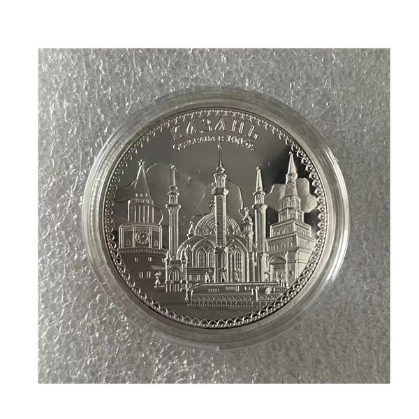 

russian gift kazan kremlin collectible silver plated souvenir coin double head eagle pattern collection commemorative coin.cx