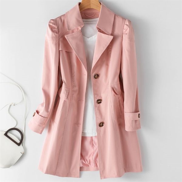 

spring autumn woman korean singlebreasted midlong women trench coat overcoat 5xl khaki windbreaker female 220811, Tan;black