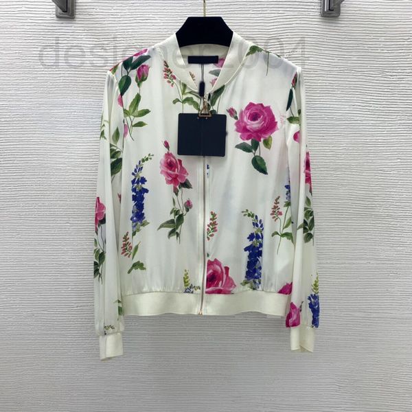 

women's jackets designer new 100% slik shirt air conditioning rose print mock neck jacket baseball jacket thin coat g7xw, Black;brown