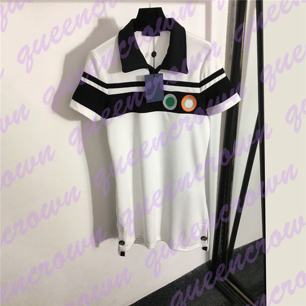 

women cotton dress summer short sleeve skirt casual polo collar dress embroidery letter slim dresses, Black;gray
