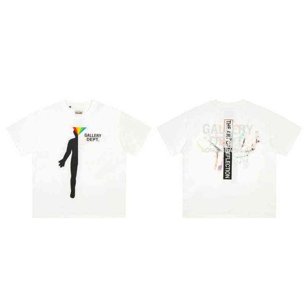 

2022 summer men tshirt fashion rainbow bust casual print men's round neck short sleeve batch, White;black