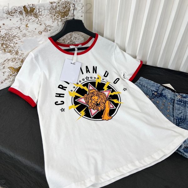 

women's hoodies & sweatshirts designer correct versioncd dijia 22 summer bangle lion half sleeve short t-shirt small high-end women&#03, Black