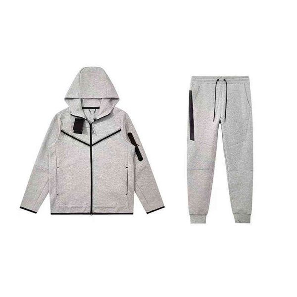 

2022 designer jogging suits men sport suit tech fleeces zipper tracksuits ensemble couples same style fashion long sleeves suits 2 piece t22, Gray