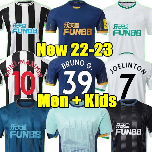 

wilson newcastle saint-maximin bruno g. 2022 2023 soccer jersey home third retro trippier murphy shelvey 22 23 football shirt kids kit shear, Black;yellow