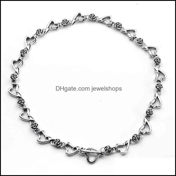 

pendant necklaces pendants jewelry chaopai thai sier rose love splicing a collarbone chain simple necklace for boys and gi dh68l, Silver