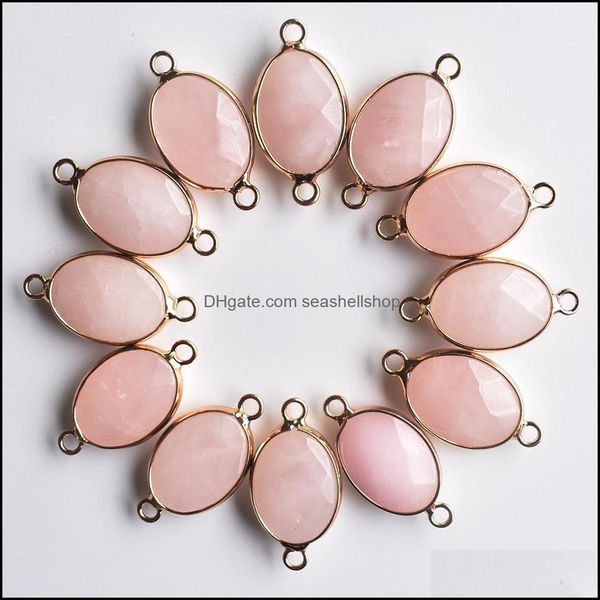 

charms jewelry findings components natural rose quartz crystal pendants connector 13x18mm for bracelets necklaces jew dhqyt, Bronze;silver