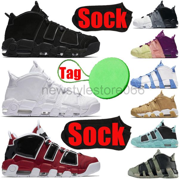

with sock tag more uptempos basketball shoes for mens womens up tempos scottie pippen triple black men university blue trainers sports