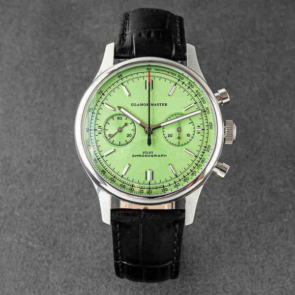 

mg panda 40 pilot chronograph watch men air force sapphire colors st1901 seagull movement mechanical wristwatches fashion clock, Slivery;brown