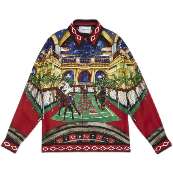 

casablanc shirts 2022 new surfing lazy wind silk satin long sleeve shirt men's and women's fashion brand 66l1, White;black