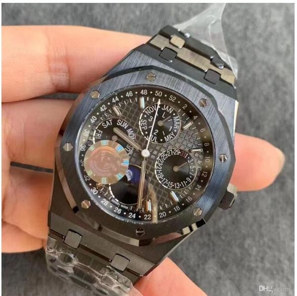 

aps factory 26579 41mmx10.5mm ceramic men's watch 5134 all black ceramic automatic mechanical movement watches multi-function wristwatc, Slivery;brown
