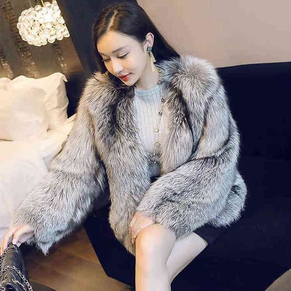 

women's fur coat imitation whole short fashion young jacket t220810, Black