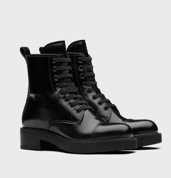 

winter brands brushed leather re-nylon ankle boots black recycled enameled metal triangle combat boot chunky lug sole platform motorcycle bo