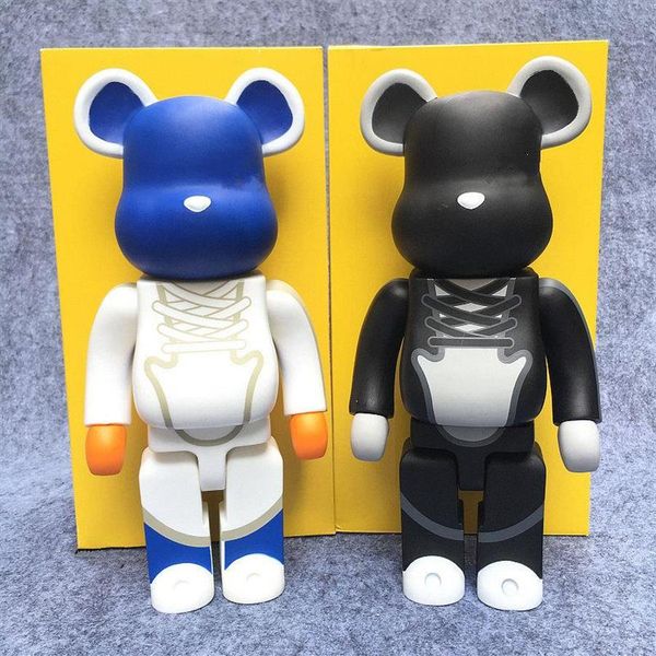

new arrvial 400% bearbrick violent bear black gray blue and white bear hand office doll model birthday gift collection deskdec3247