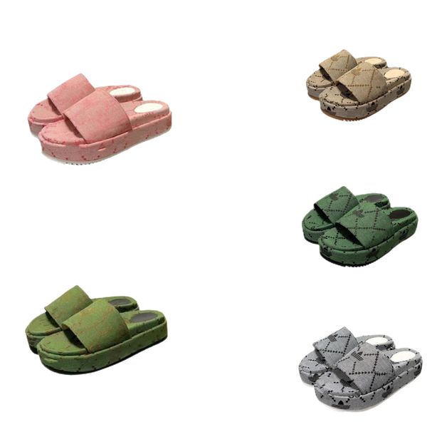 

2022 women's sandals g slippers designer luxury flats high heels platform shoes flip-flops embroidered jacquard crafts rubber soles, Black
