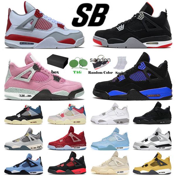 

with jumpman 4 4s iv designer j4 basketball shoes mens womens sb bred craft red blue thunder military black cat cactus jack purple