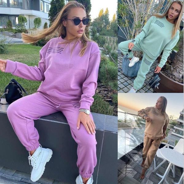 

womens panelled hooded tracksuits spring autumn casual female letter printed sports set fashion ladies 2pcs sports set210w, Gray