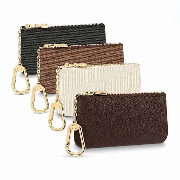 

fashion 8 colors key pouch coin purse damier leather holds classical women men holder small zipper key wallets with bo251i, Red;black
