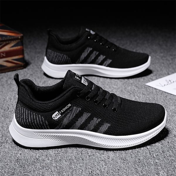 

fashion man breathable mesh sneakers flat casual shoes large size sports zapatillas hombre 220811, Black;brown