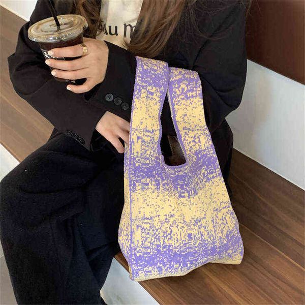 

handbag wool bag women's one shoulder canvas knitting big commuting vest women 0722