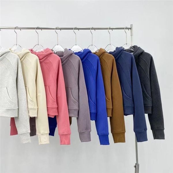 

lu women's yoga hoodies sport long sleeve zipper excerise cardigan ladies outer loose jacket high waist hoodied brushed
