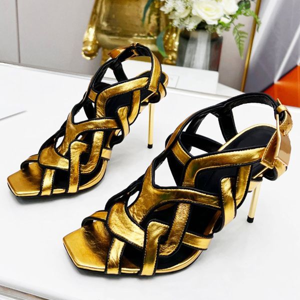 

the latest spring and summer catwalk fashion designer hollow sandals high heels elegant extravagant upper feet super good looking sandals wi, Black