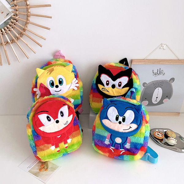 

2022 new supersonic plush toy funny cartoon sonic plush bag kindergarten doll backpack ups