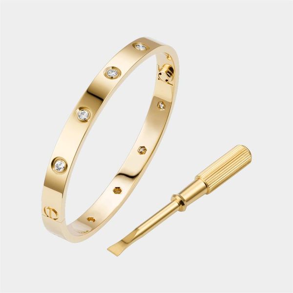 

love screw bracelet 5 0 designer bracelets 10 diamonds bangle luxury jewelry for women titanium steel alloy gold-plated craft neve282s, Black