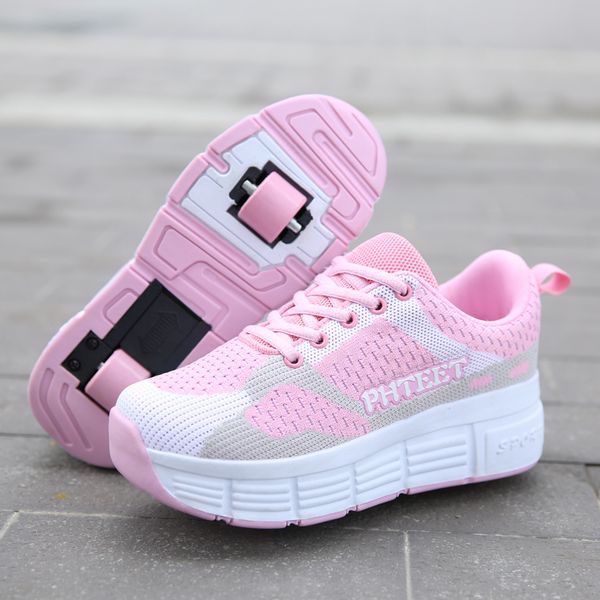 

eur 31 42 children junior roller skate shoes kids sneakers with one two boys girls wheels casual boys 220811, Black;white