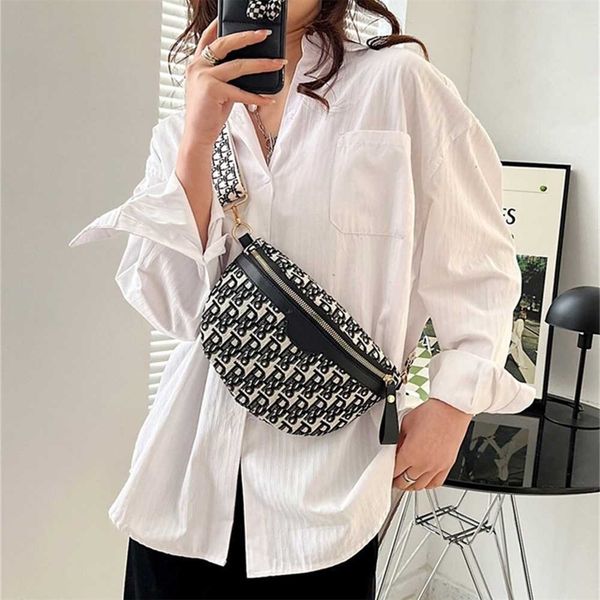 

letter printed womens chest bag 2022 autumn winter fashion students waist bag women's single shoulder bags fashionable youth messenger, Black