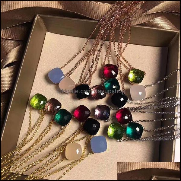 

chains necklaces pendants jewelry brand colorf crystal fashion for women candy-color necklace cute sweet jelly drop dh387, Silver