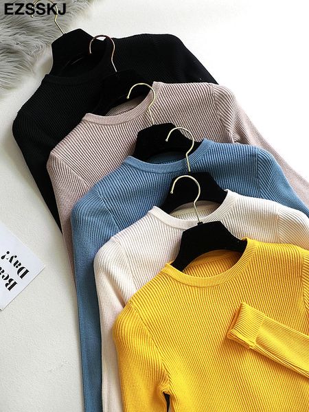

winter clothes knitted woman sweaters pullovers spring autumn basic women's jumper slim women's sweater pull long sleeve 220811, White;black